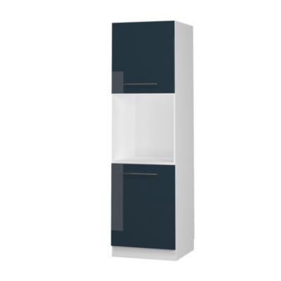 Vicco Meuble pour four Bleu foncé brillant 60cm avec étagères ouvertes