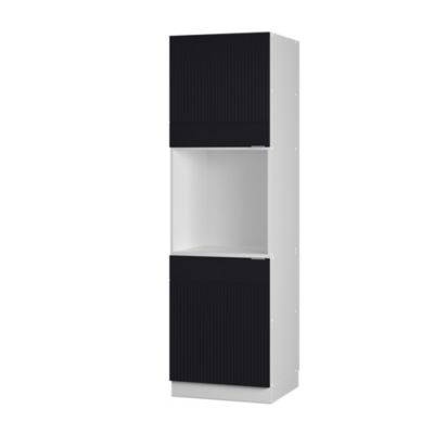 Vicco Meuble pour four Noir rayé 60cm avec étagères ouvertes