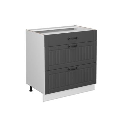 Vicco Meuble salle de bain Anthracite 80x82cm avec 3 tiroirs, sans PT