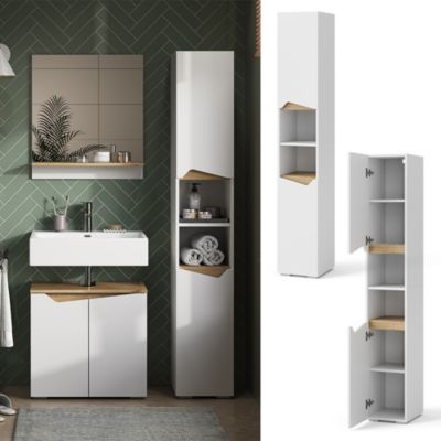 Meuble De Rangement Salle De Bain J-Shape Vicco - Blanc/Anthracite 30x95cm