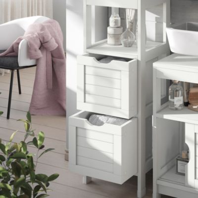 Vicco Ensemble de meubles de salle de bain Sola, Blanc, 2 parties