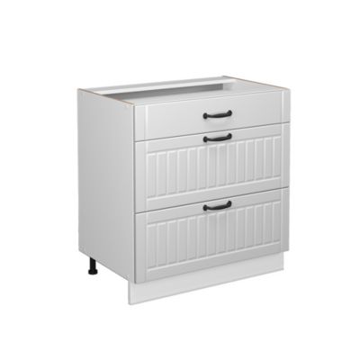 Vicco Meuble salle de bain Blanc campagne 80x82cm avec 3 tiroirs, sans PT