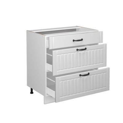 Vicco Meuble salle de bain Blanc campagne 80x82cm avec 3 tiroirs, sans PT