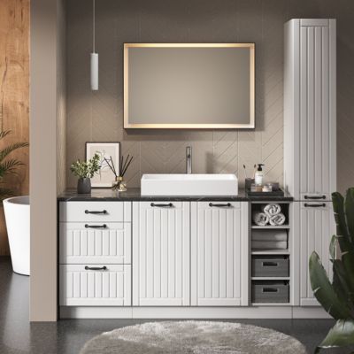 Vicco Meuble salle de bain Blanc campagne 80x82cm avec 3 tiroirs, sans PT