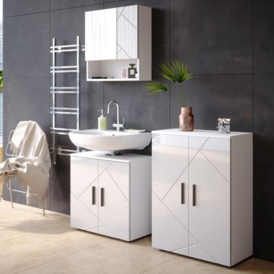 Vicco Meuble salle de bain Blanc Haute brillance 60x81cm