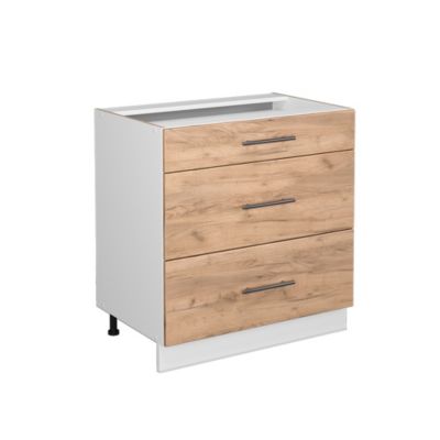Vicco Meuble salle de bain Chêne de force doré 80x82cm avec 3 tiroirs, sans PT