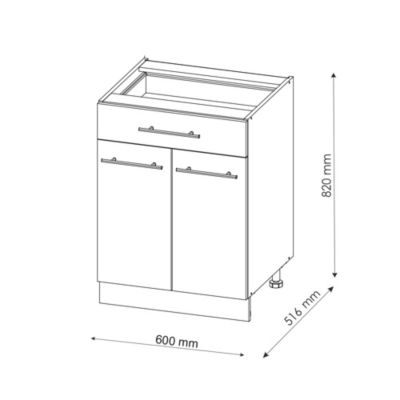 Vicco Meuble salle de bain Rouge bordeaux Haute brillance 60x82cm avec tiroir, sans PT