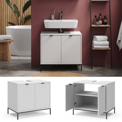 Vicco Meuble sous-lavabo  Blanc 70x63cm avec 2 portes
