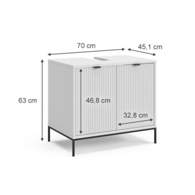 Vicco Meuble sous-lavabo  Blanc 70x63cm avec 2 portes