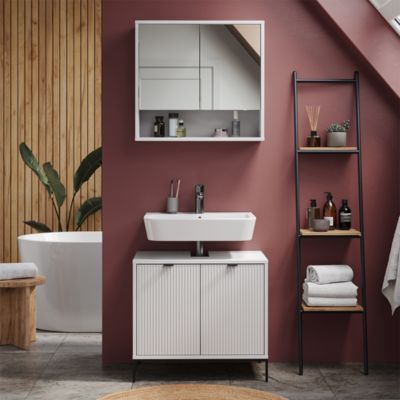 Vicco Meuble sous-lavabo  Blanc 70x63cm avec 2 portes