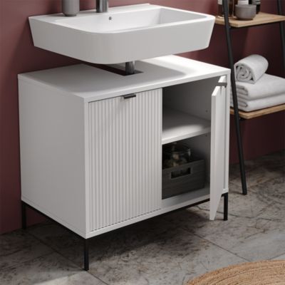 Vicco Meuble sous-lavabo  Blanc 70x63cm avec 2 portes