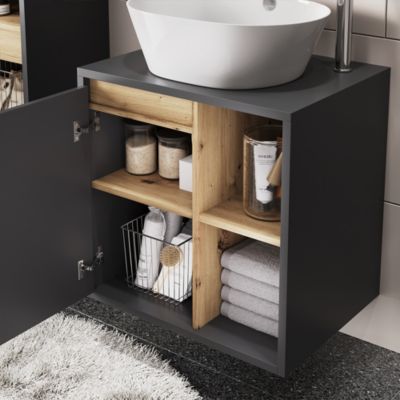 Vicco Meuble sous lavabo Gris/Artisan 60x60cm