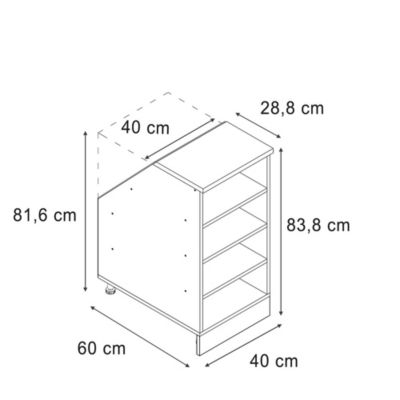 Vicco Meuble sous pente Anthracite 40x81.8cm 4 compartiments, 60 cm de profondeur