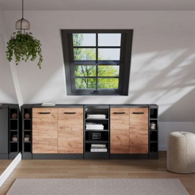 Vicco Meuble sous pente Anthracite 40x81.8cm 4 compartiments, 60 cm de profondeur