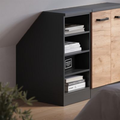 Vicco Meuble sous pente Anthracite 40x81.8cm 4 compartiments, 60 cm de profondeur