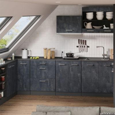 Vicco Meuble sous pente Béton noir 60cm 2 portes, 60 cm de profondeur