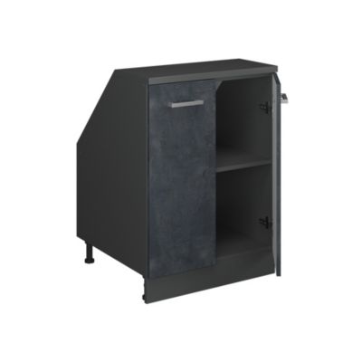 Vicco Meuble sous pente Béton noir 60cm 2 portes, 60 cm de profondeur