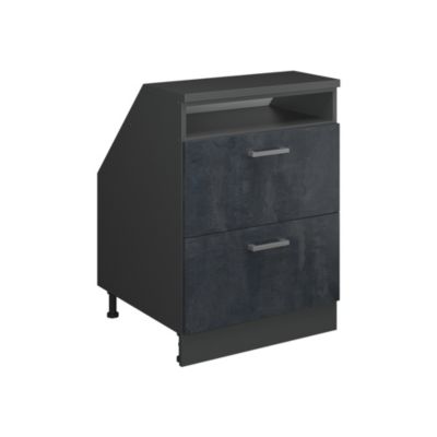 Vicco Meuble sous pente Béton noir 60cm 2 tiroirs, 60 cm de profondeur