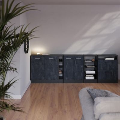 Vicco Meuble sous pente Béton noir 60cm 2 tiroirs, 60 cm de profondeur
