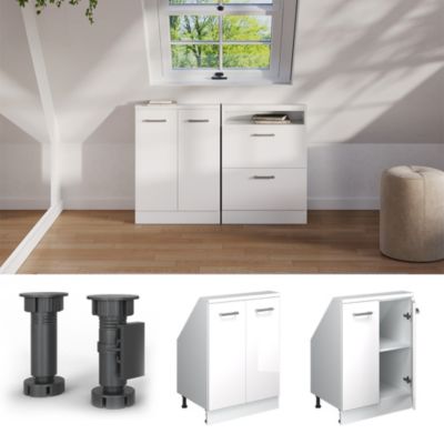 Vicco Meuble sous pente blanc brillant/blanc 60cm avec 2 portes