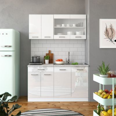 Vicco Meuble sous pente blanc brillant/blanc 60cm avec 2 portes