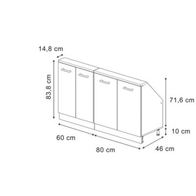 Vicco Meuble sous pente Blanc campagnard/Chêne doré 140cm Lot de 2