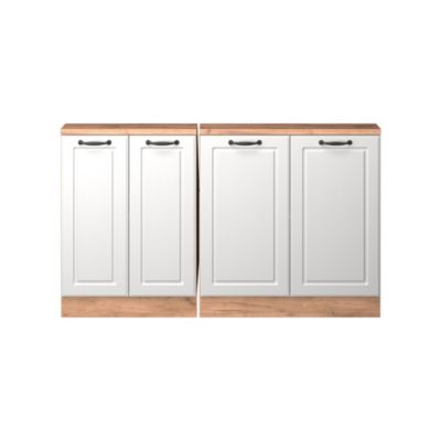 Vicco Meuble sous pente Blanc campagnard/Chêne doré 140cm Lot de 2