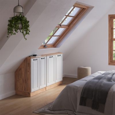 Vicco Meuble sous pente Blanc campagnard/Chêne doré 140cm Lot de 2