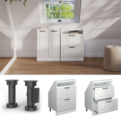 Vicco Meuble sous pente Blanc campagne/blanc 60cm avec 2 tiroirs