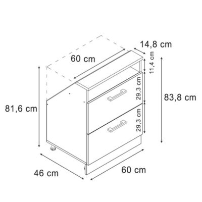 Vicco Meuble sous pente Blanc campagne/blanc 60cm avec 2 tiroirs