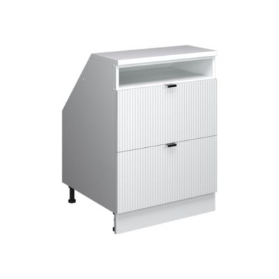 Vicco Meuble sous pente Blanc cannelé 60cm 2 tiroirs, 60 cm de profondeur