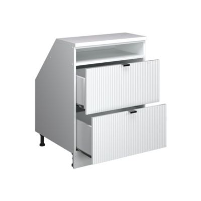 Vicco Meuble sous pente Blanc cannelé 60cm 2 tiroirs, 60 cm de profondeur