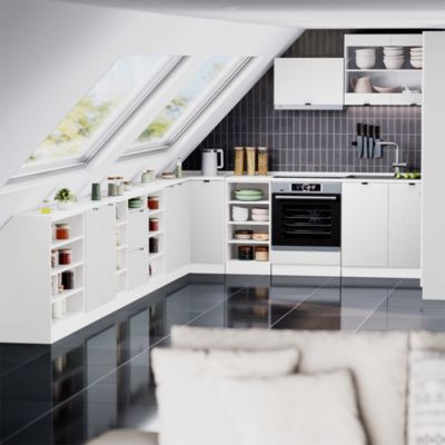 Vicco Meuble sous pente Blanc cannelé 60cm 2 tiroirs, 60 cm de profondeur