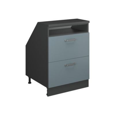 Vicco Meuble sous pente Bleu-gris 60cm 2 tiroirs, 60 cm de profondeur