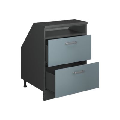 Vicco Meuble sous pente Bleu-gris 60cm 2 tiroirs, 60 cm de profondeur