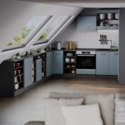Vicco Meuble sous pente Bleu-gris 60cm 2 tiroirs, 60 cm de profondeur