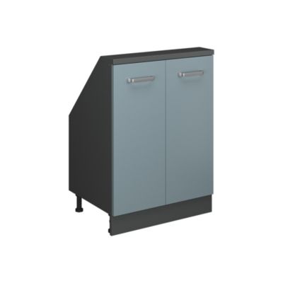 Vicco Meuble sous pente Bleu-gris/anthracite 60cm avec 2 portes