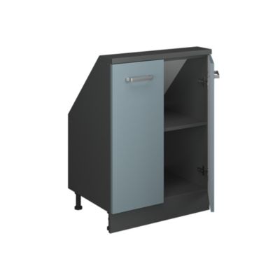 Vicco Meuble sous pente Bleu-gris/anthracite 60cm avec 2 portes