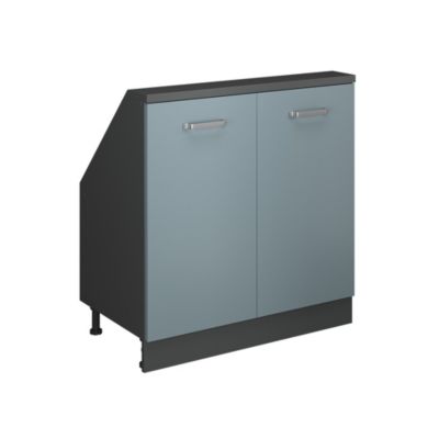 Vicco Meuble sous pente Bleu-gris/anthracite 80cm avec 2 portes