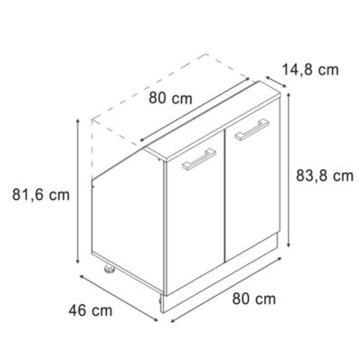 Vicco Meuble sous pente Bleu-gris/anthracite 80cm avec 2 portes