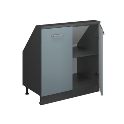 Vicco Meuble sous pente Bleu-gris/anthracite 80cm avec 2 portes