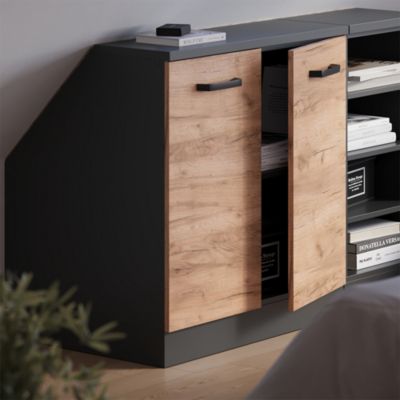 Vicco Meuble sous pente Chêne de force doré 80cm 2 portes, 60 cm de profondeur