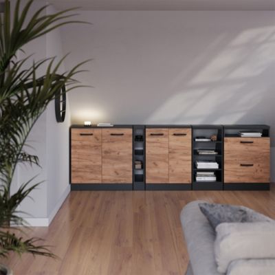 Vicco Meuble sous pente Chêne de force doré 80cm 2 portes, 60 cm de profondeur