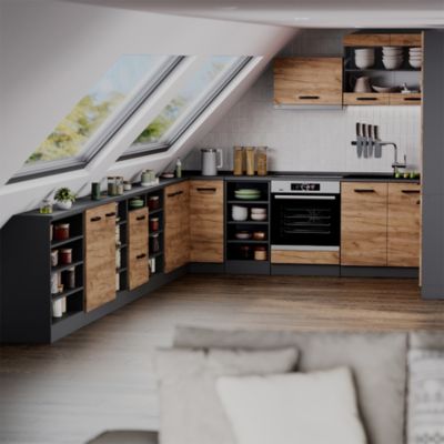 Vicco Meuble sous pente Chêne de force doré 80cm 2 portes, 60 cm de profondeur