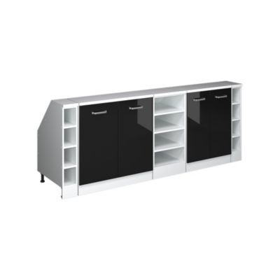 Vicco Meuble sous pente Noir Haute brillance 210cm Lot de 5 caissons 60 cm de profondeur