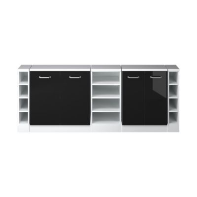 Vicco Meuble sous pente Noir Haute brillance 210cm Lot de 5 caissons 60 cm de profondeur