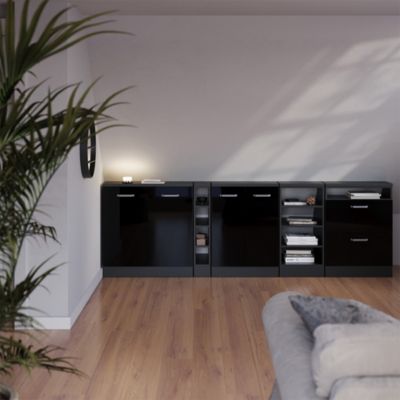 Vicco Meuble sous pente Noir Haute brillance 80cm 2 portes, 60 cm de profondeur