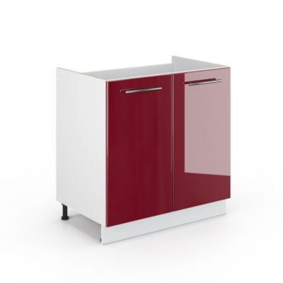 Vicco Meuble sous vasque simple Rouge bordeaux Haute brillance 80x82cm sans PT