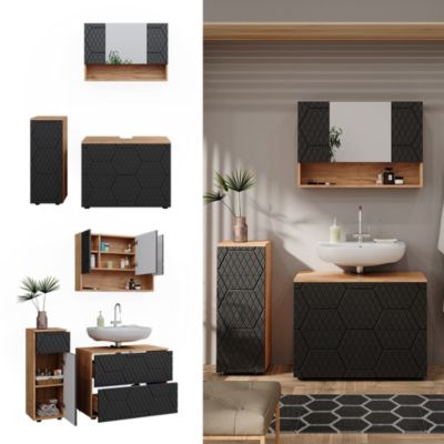 Vicco Meubles bain Anthracite avec structure en nid dabeille 3 pièces
