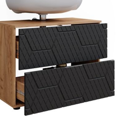 Vicco Meubles bain Anthracite avec structure en nid dabeille 3 pièces